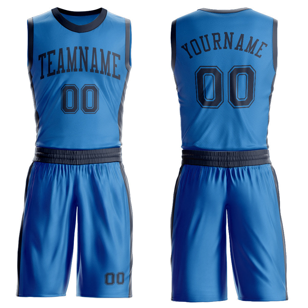 Custom Blue Navy Round Neck Basketball Uniform Jersey