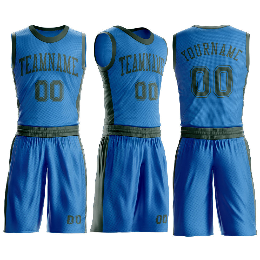 Custom Blue Green Round Neck Basketball Uniform Jersey