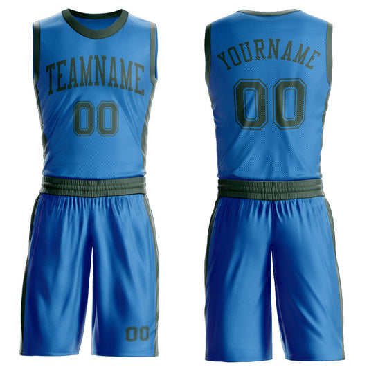 Custom Blue Green Round Neck Basketball Uniform Jersey