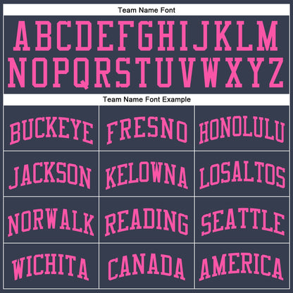 Custom Navy Pink Round Neck Basketball Uniform Jersey