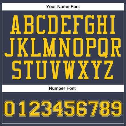 Custom Navy Gold Round Neck Basketball Uniform Jersey