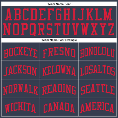 Custom Navy Red Round Neck Basketball Uniform Jersey