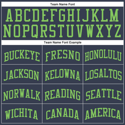 Custom Navy Neon Green Round Neck Basketball Uniform Jersey