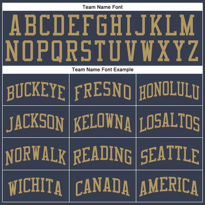 Custom Navy Old Gold Round Neck Basketball Uniform Jersey