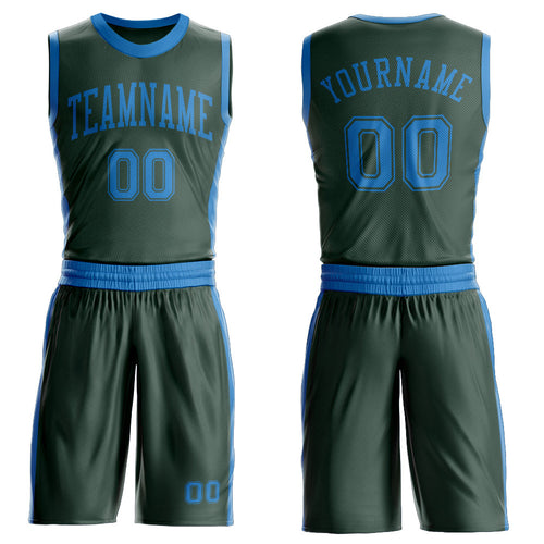Custom Green Blue Round Neck Basketball Uniform Jersey