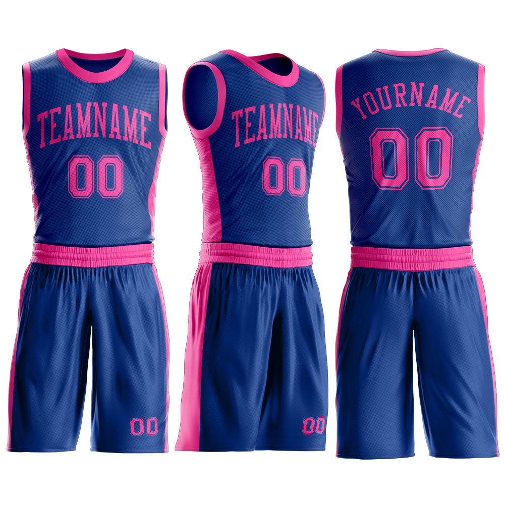 Custom Royal Pink Round Neck Basketball Uniform Jersey