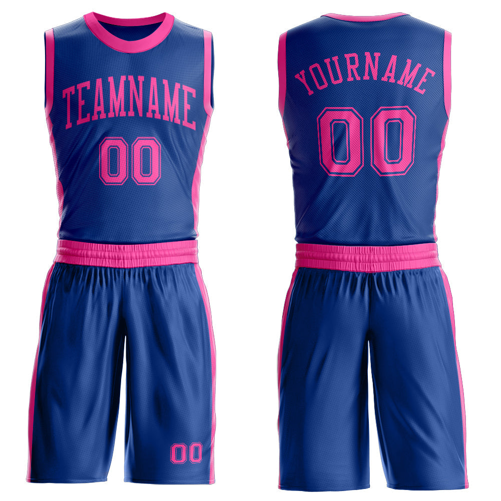 Custom Royal Pink Round Neck Basketball Uniform Jersey