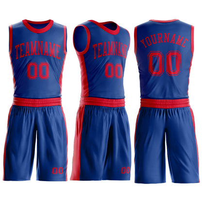 Custom Royal Red Round Neck Basketball Uniform Jersey