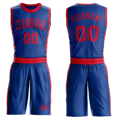 Custom Royal Red Round Neck Basketball Uniform Jersey