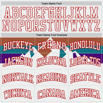 Custom White Texas Orange Teal Purple Red Black-Gold Mountain Geometric Stripe Round Neck Sublimation Basketball Uniform Jersey