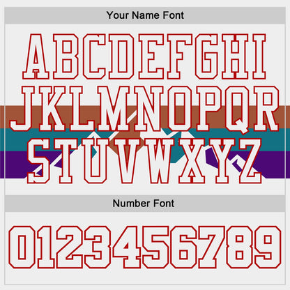 Custom White Texas Orange Teal Purple Red Black-Gold Mountain Geometric Stripe Round Neck Sublimation Basketball Uniform Jersey