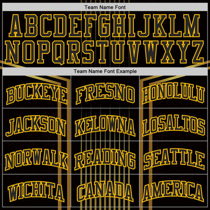 Custom Black Old Gold-Gold Vertical Stripe Gradient Round Neck Sublimation Basketball Uniform Jersey
