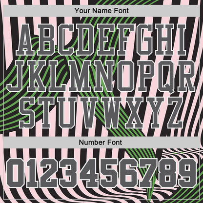 Custom Black Steel Gray Light Pink Green-White Wave Stripe Round Neck Sublimation Basketball Uniform Jersey
