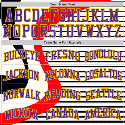 Custom White Purple Red-Gold Wave Stripe Round Neck Sublimation Basketball Uniform Jersey