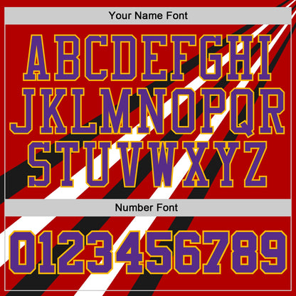 Custom Red Purple Black-Gold Diagonal Stripe Round Neck Sublimation Basketball Uniform Jersey