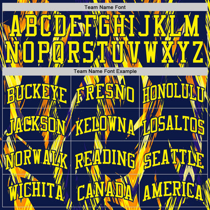 Custom Navy-Light Yellow Wing Brush Stroke Boho Style Round Neck Sublimation Basketball Uniform Jersey