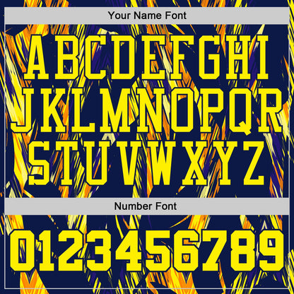 Custom Navy-Light Yellow Wing Brush Stroke Boho Style Round Neck Sublimation Basketball Uniform Jersey
