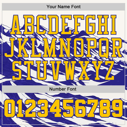 Custom White Yellow-Blue Mountain Eagle Wing Boho Style Round Neck Sublimation Basketball Uniform Jersey