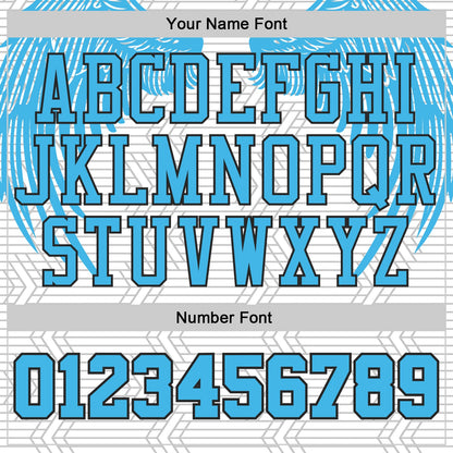 Custom White Sky Blue-Black Wing Lightning Boho Style Round Neck Sublimation Basketball Uniform Jersey