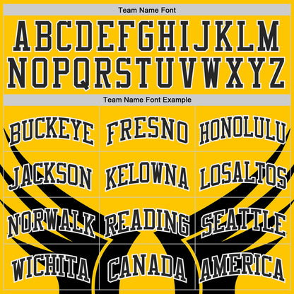 Custom Yellow Black-White Wing Boho Style Round Neck Sublimation Basketball Uniform Jersey