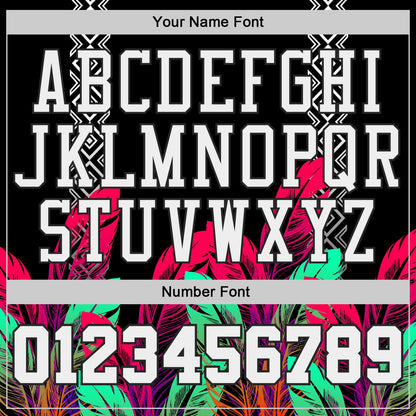 Custom Black White Red-Green Feather Geometric Boho Style Round Neck Sublimation Basketball Uniform Jersey