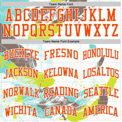Custom White-Orange Feather Boho Style Round Neck Sublimation Basketball Uniform Jersey