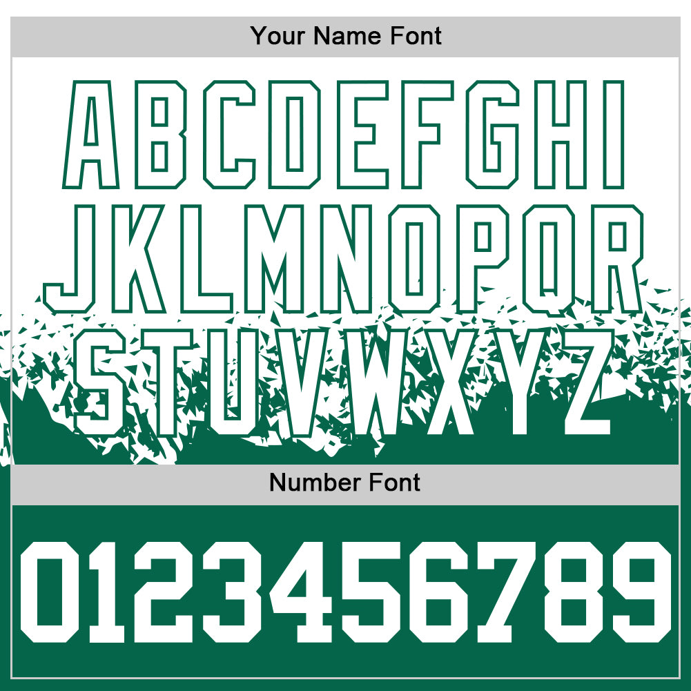 Custom White-Kelly Green Shattered Geometric Side Panel Stripe Round Neck Sublimation Basketball Set Jersey