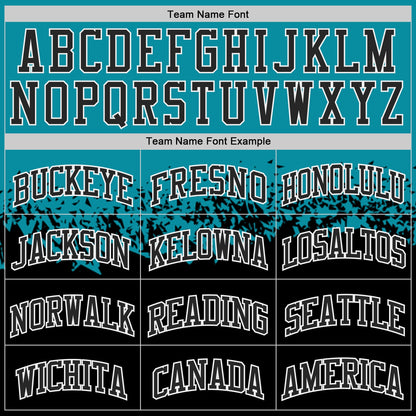 Custom Teal Black-White Shattered Geometric Side Panel Stripe Round Neck Sublimation Basketball Set Jersey