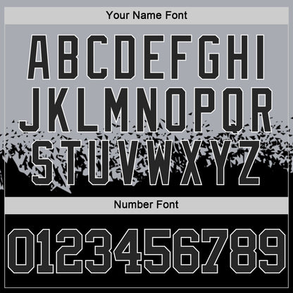 Custom Gray Black-White Shattered Geometric Side Panel Stripe Round Neck Sublimation Basketball Set Jersey