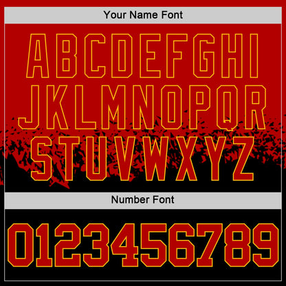 Custom Red Black-Gold Shattered Geometric Side Panel Stripe Round Neck Sublimation Basketball Set Jersey
