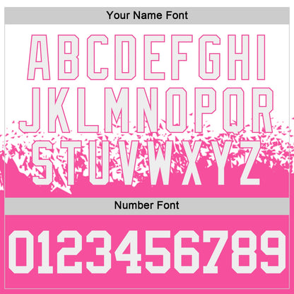 Custom White-Pink Shattered Geometric Side Panel Stripe Round Neck Sublimation Basketball Set Jersey
