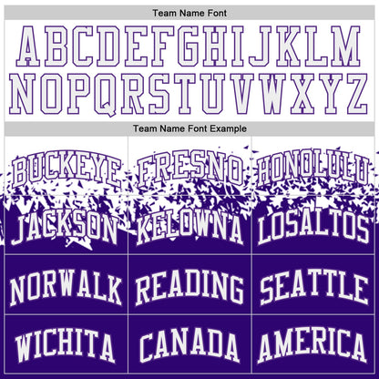 Custom White-Purple Shattered Geometric Side Panel Stripe Round Neck Sublimation Basketball Set Jersey