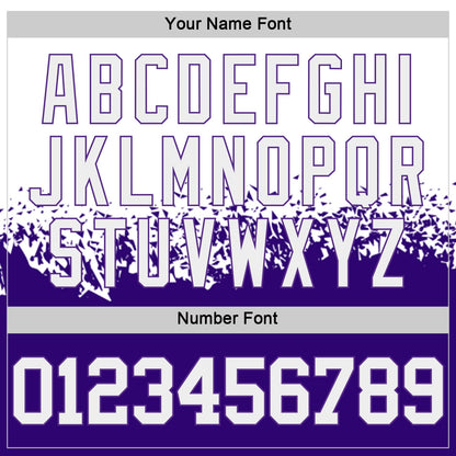 Custom White-Purple Shattered Geometric Side Panel Stripe Round Neck Sublimation Basketball Set Jersey