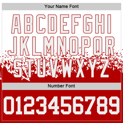 Custom White-Red Shattered Geometric Side Panel Stripe Round Neck Sublimation Basketball Set Jersey