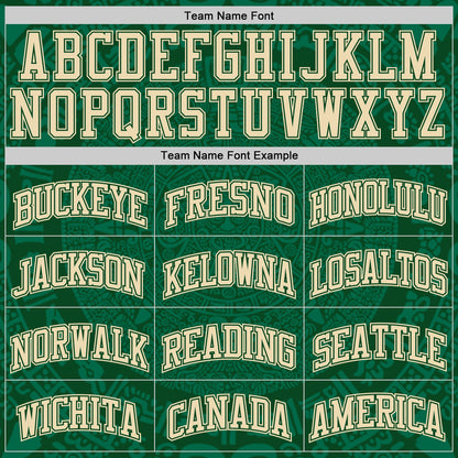 Custom Green-Cream Tribal Ethnic Aztec Sun Stone Side Panel Stripe Round Neck Sublimation Basketball Set Jersey