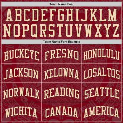 Custom Maroon-Cream Tribal Ethnic Aztec Sun Stone Side Panel Stripe Round Neck Sublimation Basketball Set Jersey