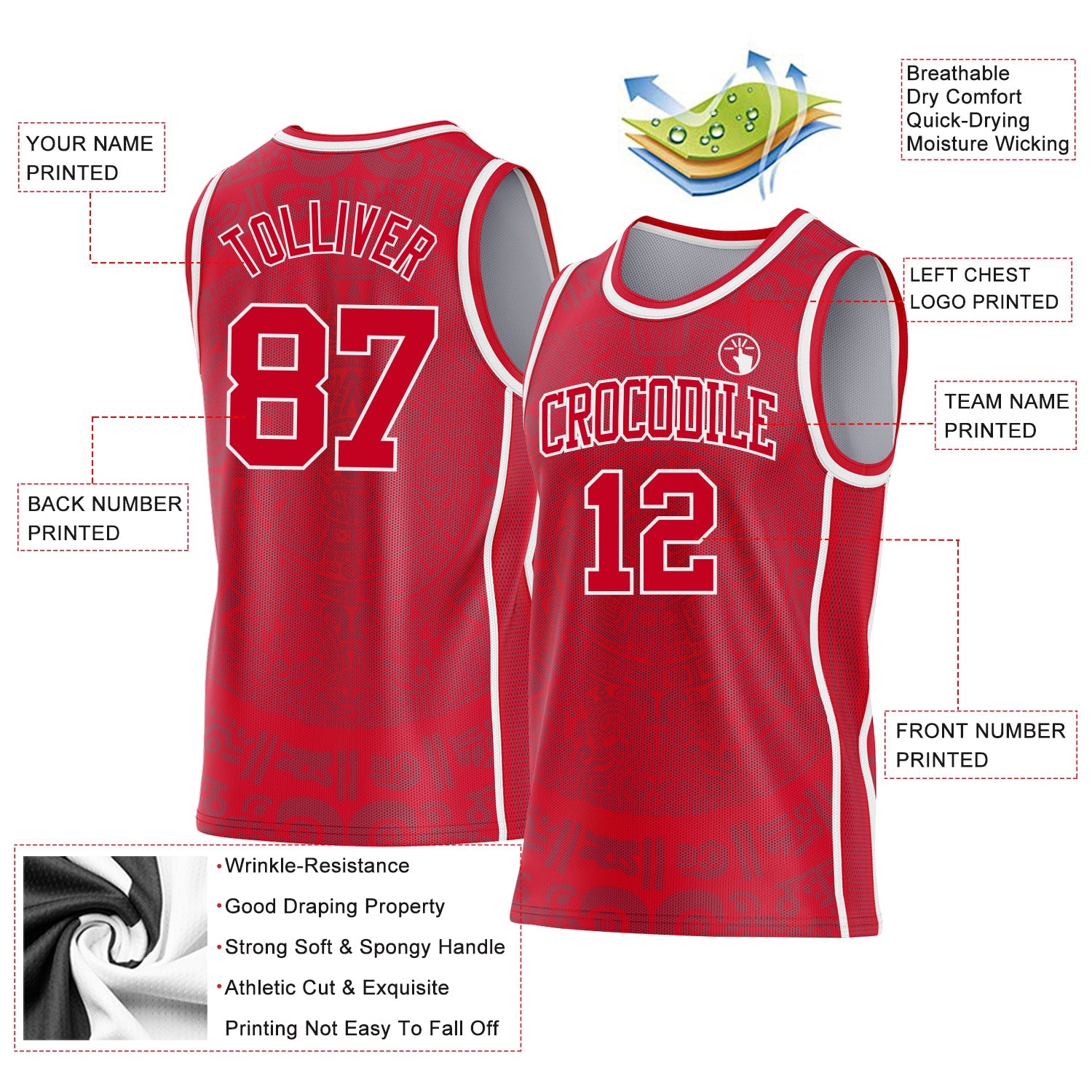 Custom Red-White Tribal Ethnic Aztec Sun Stone Side Panel Stripe Round Neck Sublimation Basketball Set Jersey