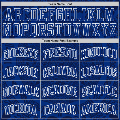 Custom Royal-White Tribal Ethnic Aztec Sun Stone Side Panel Stripe Round Neck Sublimation Basketball Set Jersey