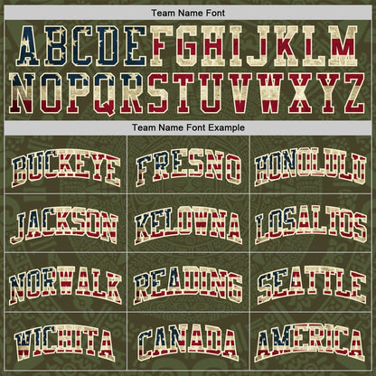 Custom Olive Vintage USA Flag Cream-Maroon Tribal Ethnic Aztec Sun Stone Side Panel Stripe Round Neck Sublimation Basketball Set Jersey