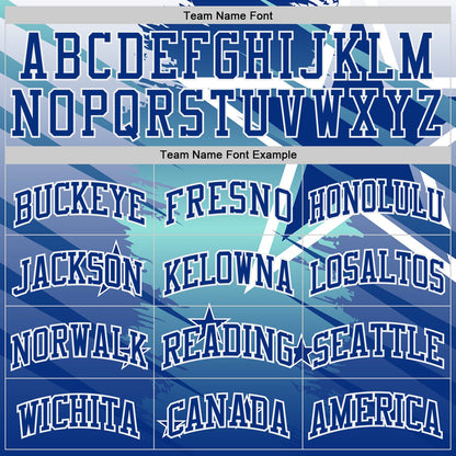 Custom Blue Royal-White Star Grunge Brush Stroke Gradient Round Neck Sublimation Basketball Uniform Jersey
