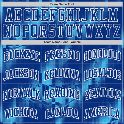 Custom Blue Royal-White Star Fluid Round Neck Sublimation Basketball Uniform Jersey