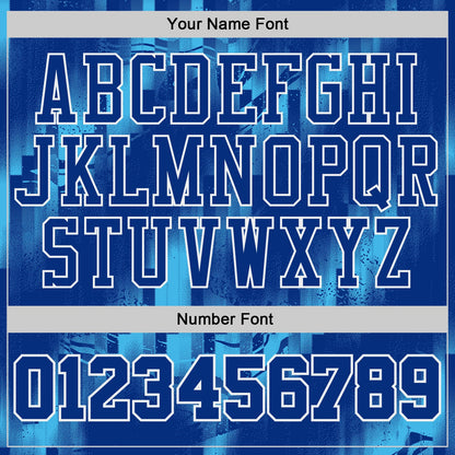 Custom Blue Royal-White Star Fluid Round Neck Sublimation Basketball Uniform Jersey