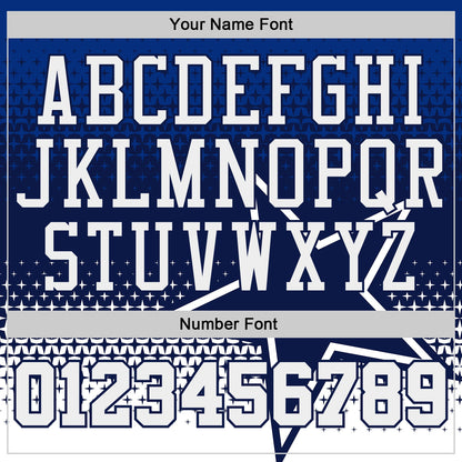 Custom Navy-White Star Dot Gradient Round Neck Sublimation Basketball Uniform Jersey