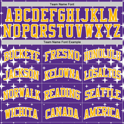 Custom Purple Gold-White Star Starry Speckle Texture Round Neck Sublimation Basketball Uniform Jersey