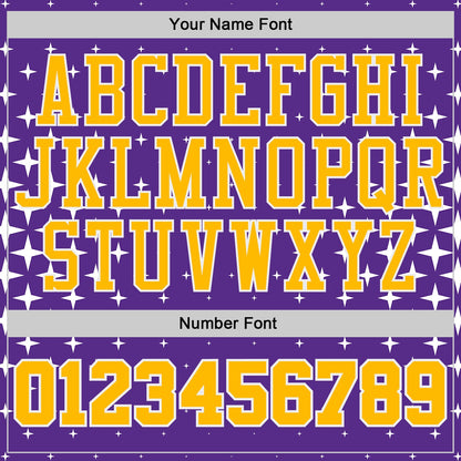 Custom Purple Gold-White Star Starry Speckle Texture Round Neck Sublimation Basketball Uniform Jersey