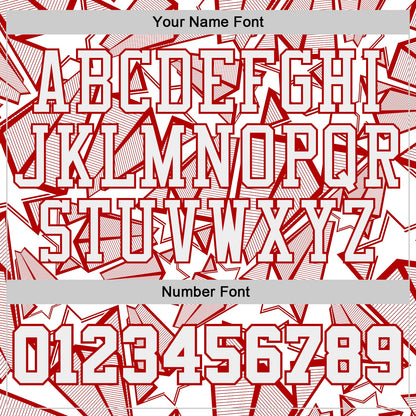 Custom White-Red Geometric Star Texture Round Neck Sublimation Basketball Uniform Jersey