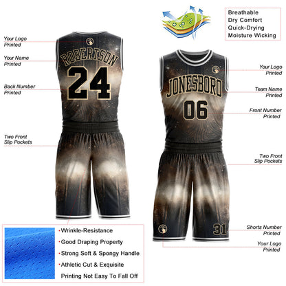 Custom Gray Black City Cream-White Nebula Starry Galaxy Space Geometric Dot Round Neck Sublimation Basketball Uniform Jersey