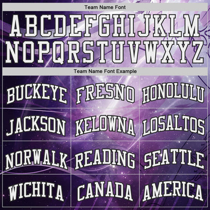 Custom Purple White-Black Nebula Starry Aurora Galaxy Space Round Neck Sublimation Basketball Uniform Jersey