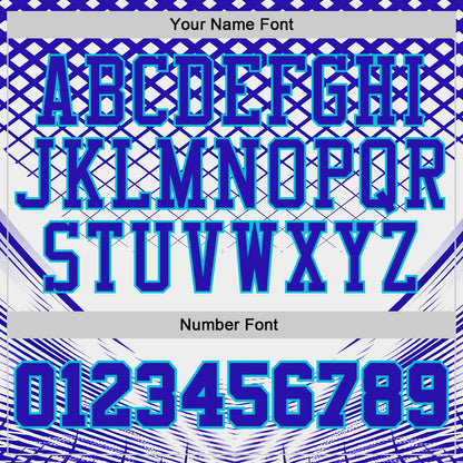 Custom White Purple-Lakes Blue Geometric Grid Round Neck Sublimation Basketball Uniform Jersey