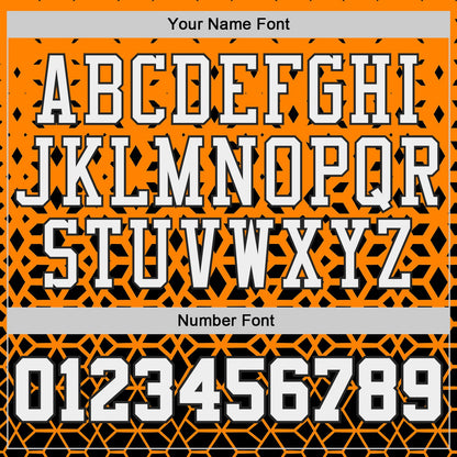 Custom Bay Orange White-Black Geometric Hexagon Gradient Round Neck Sublimation Basketball Uniform Jersey